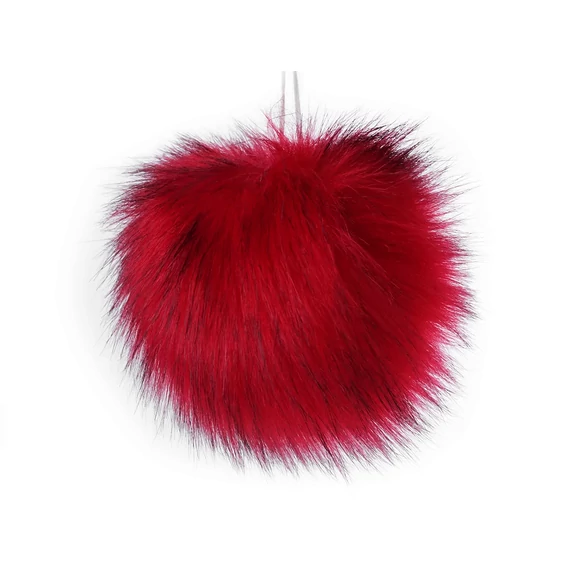 Műszőrme bojt 12 cm - Piros-fekete