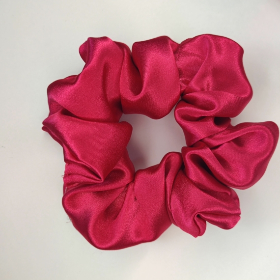 Pink szatén scrunchie - Normál